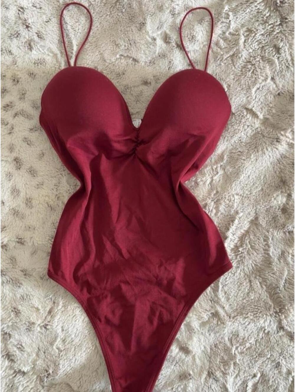 forever 21 burgundy one piece bodysuit